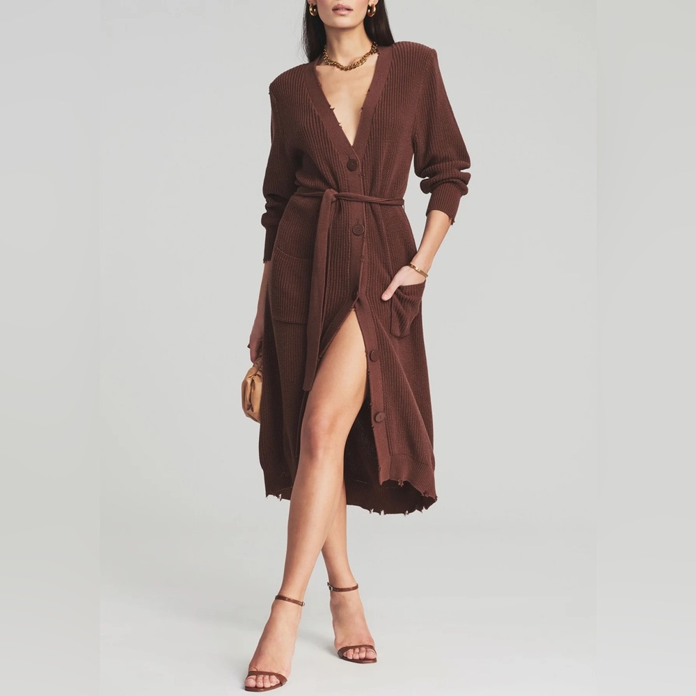 SER.O.YA Amanda Sweater Dress – XS – Brown Distressed Knit